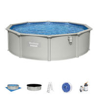 POOL SET 56384 460/120 cm  - Blau/Grau, KONVENTIONELL, Kunststoff/Metall (460/120cm) - Bestway