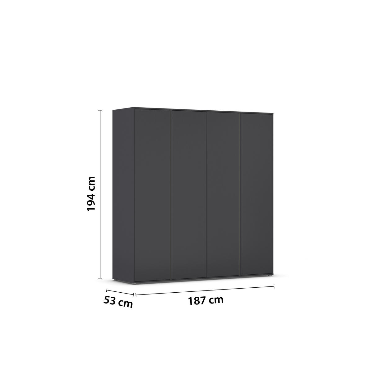 DREHTÜRENSCHRANK in Grau  - Grau, Modern, Holzwerkstoff (187/194/53cm) - Rauch Möbel