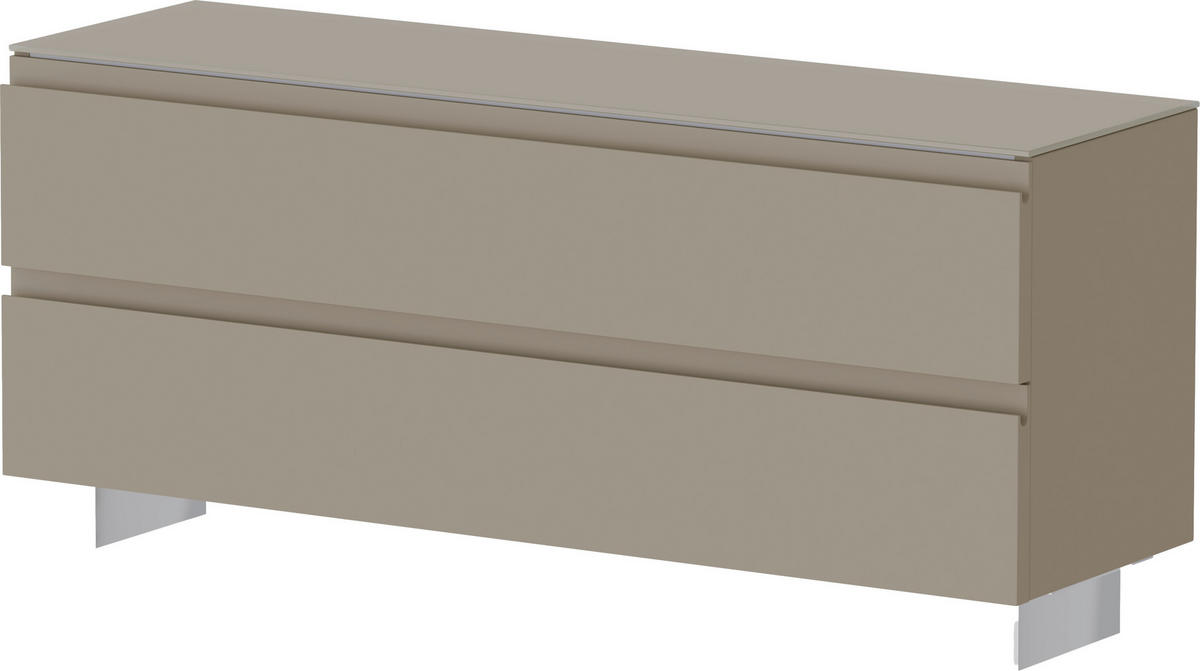 GARDEROBENBANK  in 110/49/33 cm  - Sandfarben/Alufarben, Design, Glas/Metall (110/49/33cm) - Moderano