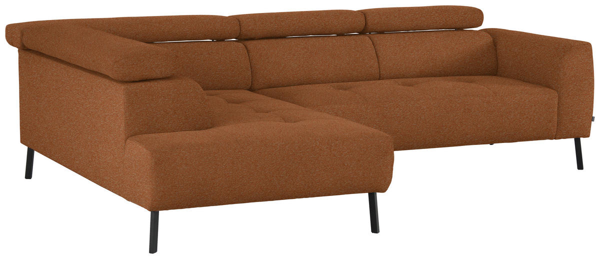 ECKSOFA in Struktur Rostfarben  205/280 cm  - Rostfarben/Schwarz, Design, Textil/Metall (205/280cm) - Xora