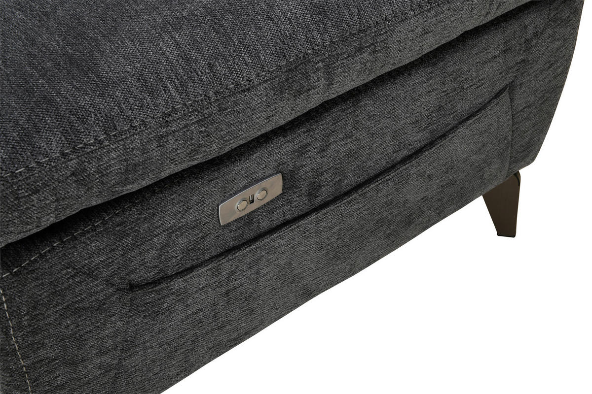 ECKSOFA Dunkelgrau Chenille  - Dunkelgrau/Silberfarben, Design, Textil/Metall (175/262cm) - Livetastic