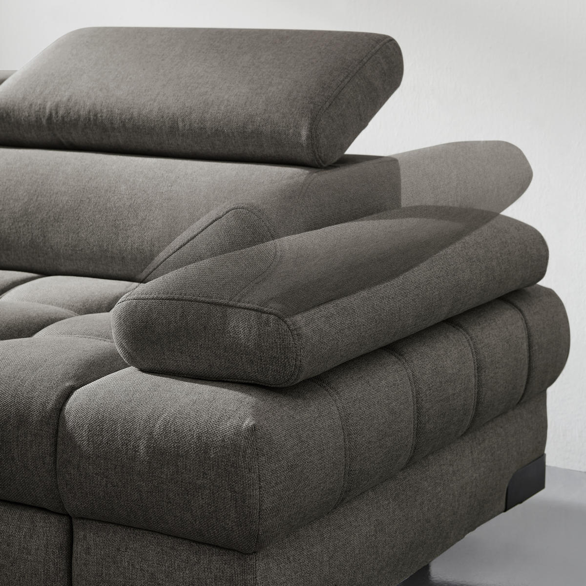 ECKSOFA Dunkelbraun Webstoff  - Dunkelbraun/Schwarz, Design, Textil/Metall (263/223cm) - Welnova