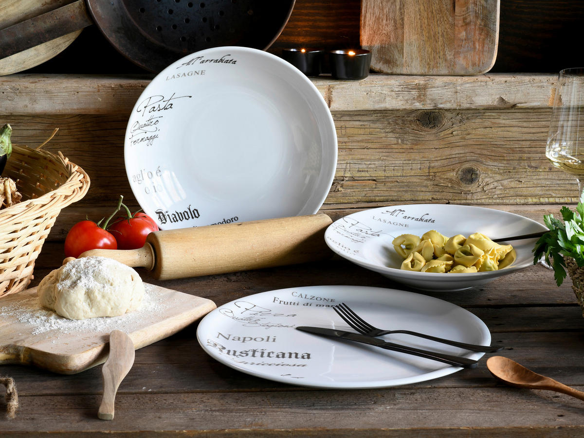 PASTATELLERSET Europa Gustoso 4-teilig  - Weiß, Design, Keramik (27cm) - Creatable