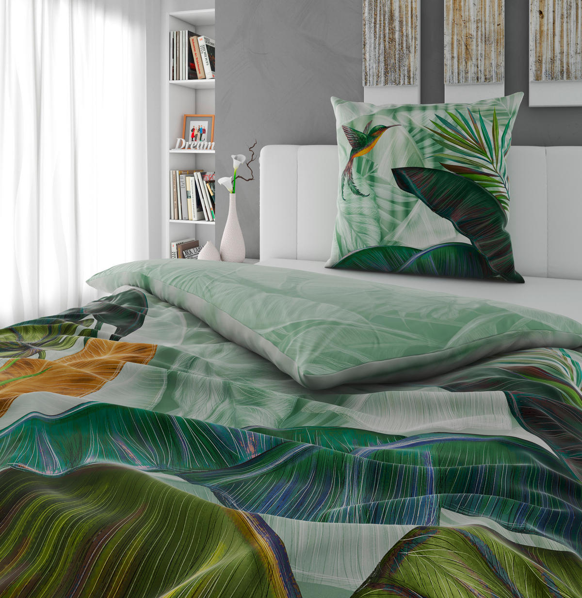 WENDEBETTWÄSCHE Satin 135/200 cm  - Grün, Textil (135/200cm) - Novel