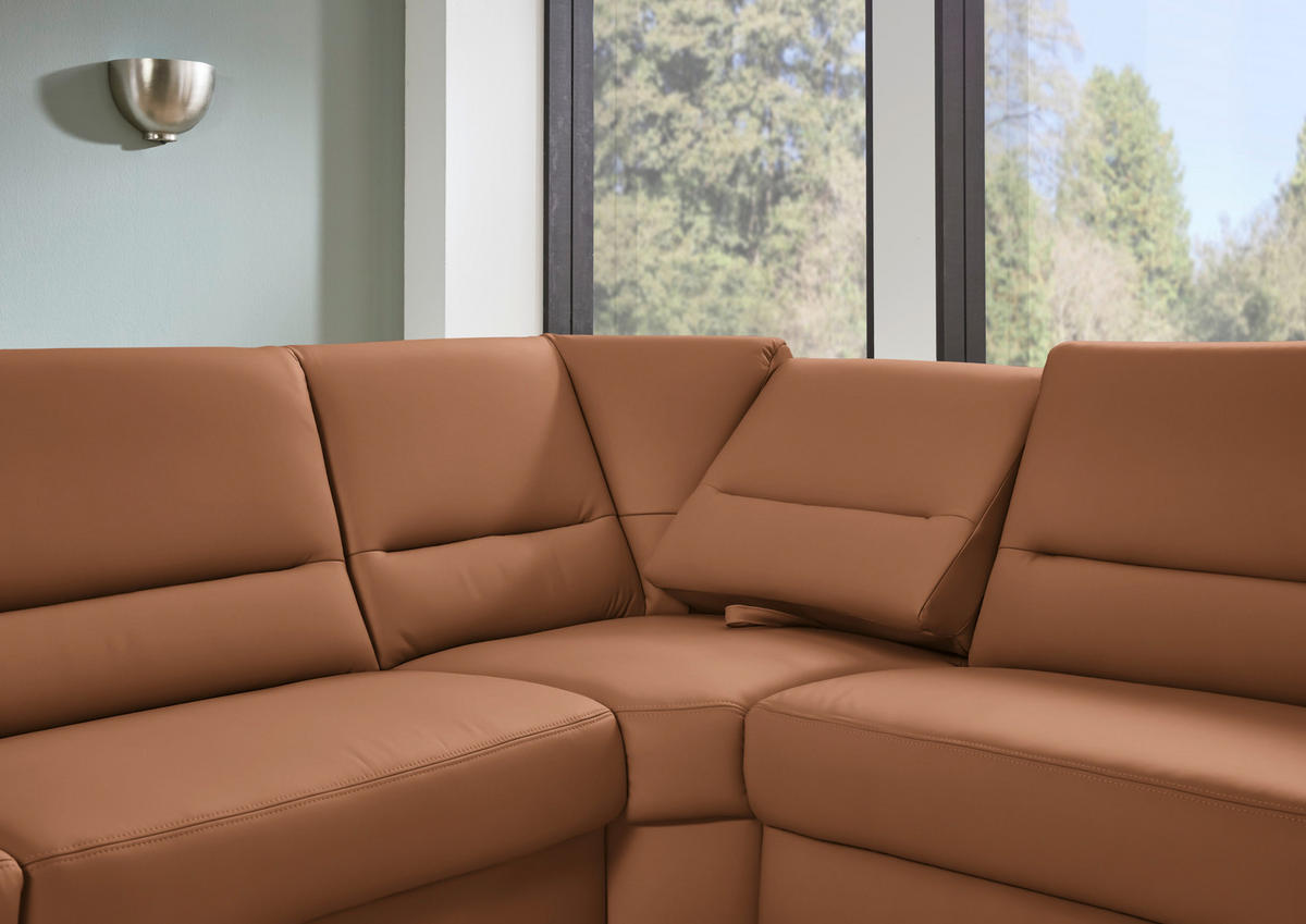 ECKSOFA  in Echtleder Cognac  290/249 cm  - Cognac/Schwarz, KONVENTIONELL, Leder/Metall (290/249cm) - Beldomo Premium