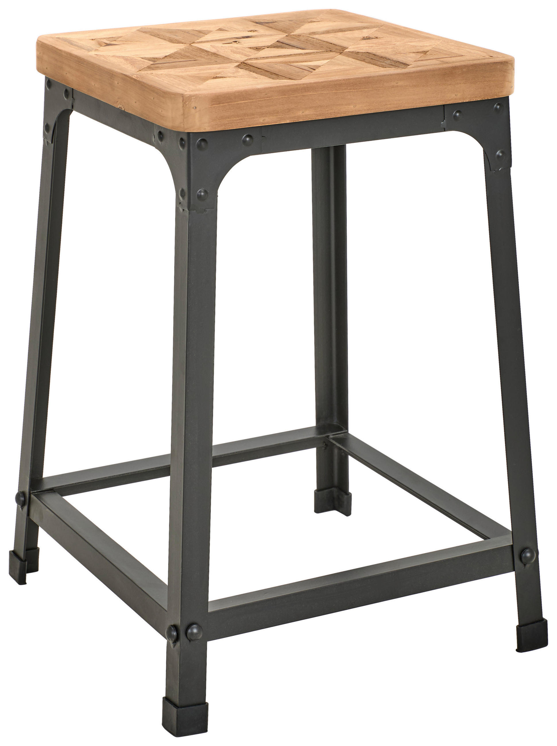 HOCKER Tanne Naturfarben, Schwarz  - Schwarz/Naturfarben, LIFESTYLE, Holz/Metall (35,5/50/34cm) - Landscape
