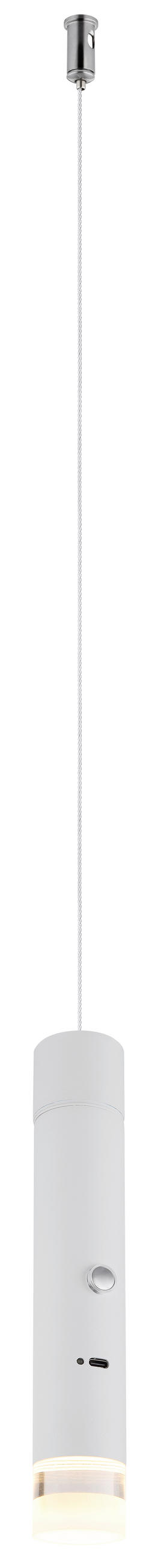LED-HÄNGELEUCHTE PELO 38/120 cm   - Klar/Weiß, Design, Kunststoff/Metall (38/120cm) - Globo