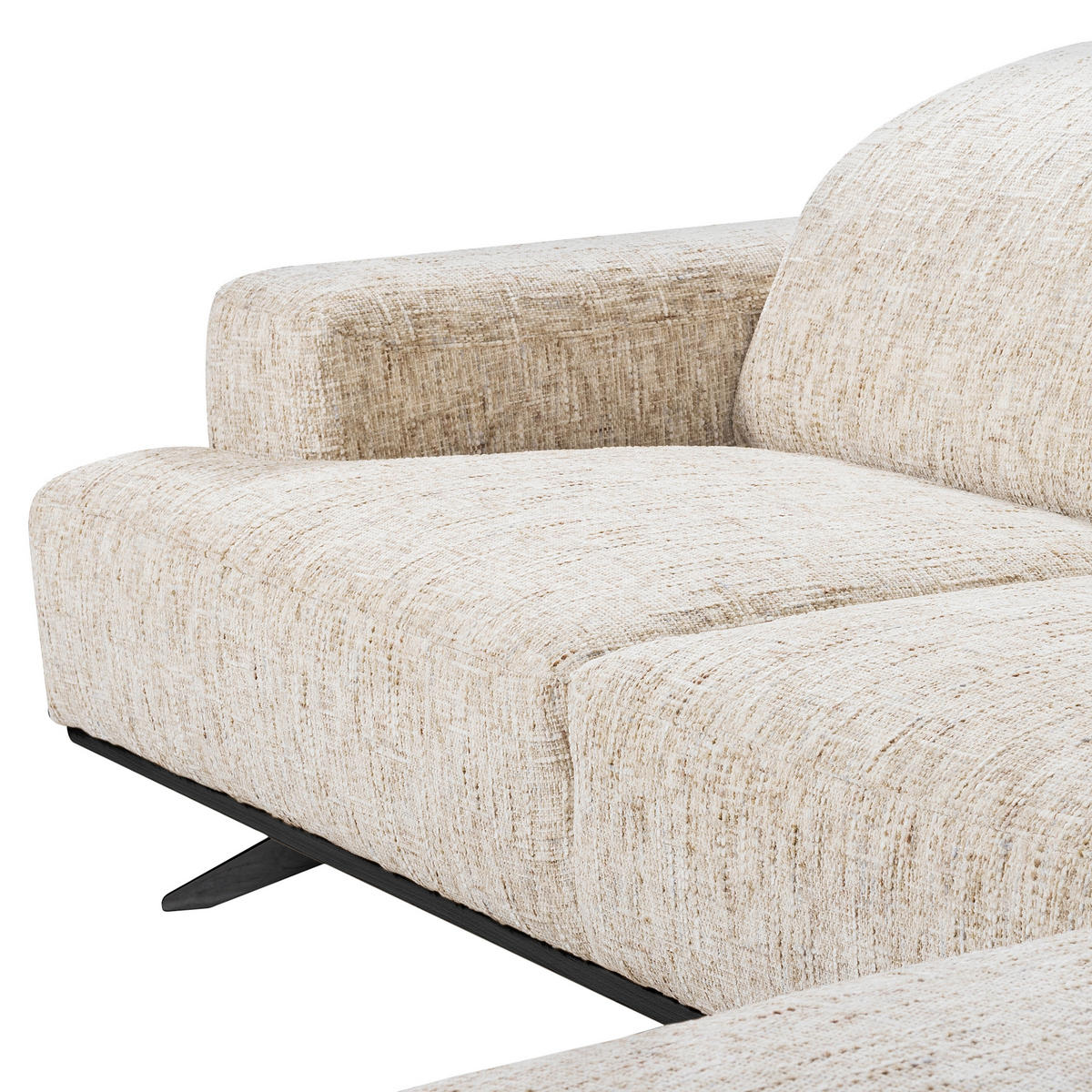 ECKSOFA PORTLAND in Struktur Beige Kopfteilverstellung  295/187 cm  - Beige/Schwarz, Design, Holz/Textil (295/187cm) - Livetastic