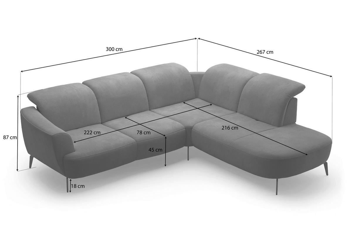 ECKSOFA in Flachgewebe Taupe  300/267 cm  - Taupe/Schwarz, KONVENTIONELL, Textil/Metall (300/267cm) - Sit & More