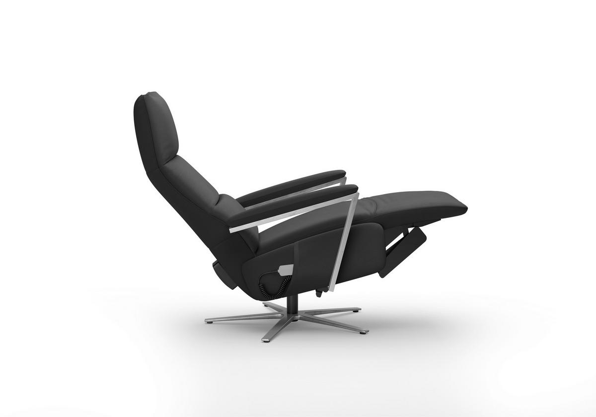 RELAXSESSEL TV VARIO COMFORT E L3 Echtleder Kopfteilverstellung, Rücken echt    - Silberfarben/Schwarz, Basics, Leder/Metall (70/128/85cm) - Sit & More