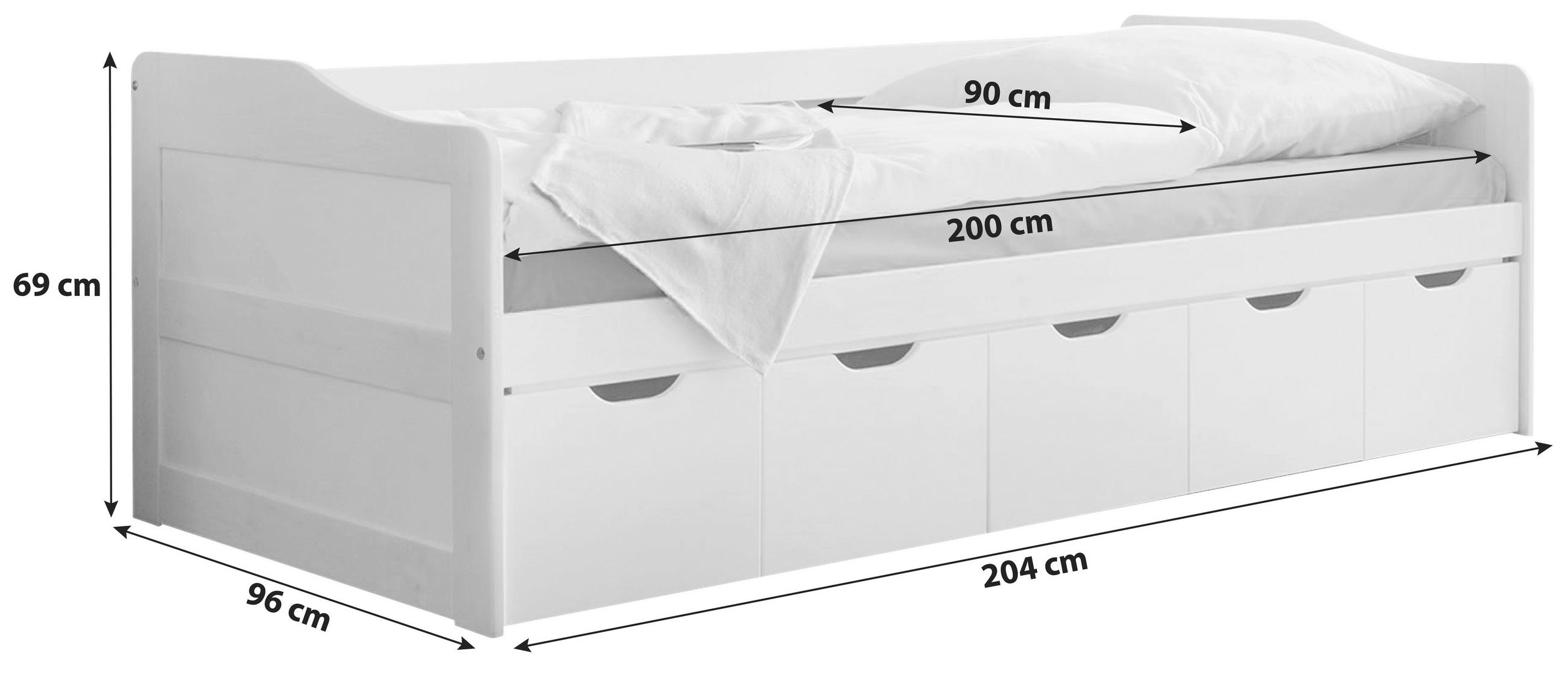 STAURAUMBETT 90/200 cm  in Weiß  - Weiß, MODERN, Holz (90/200cm) - MID.YOU