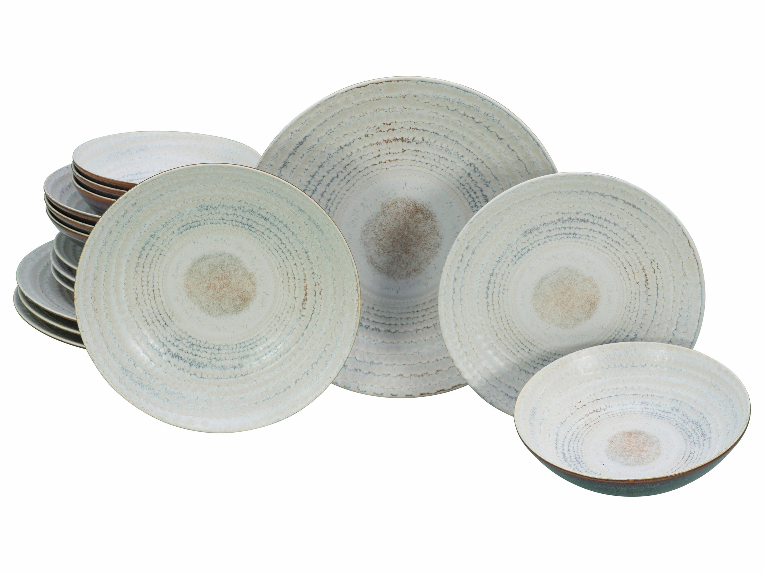 TAFELSERVICE Braun, Creme Neapel Offwhite 16-teilig  - Creme/Braun, Basics, Keramik - Creatable