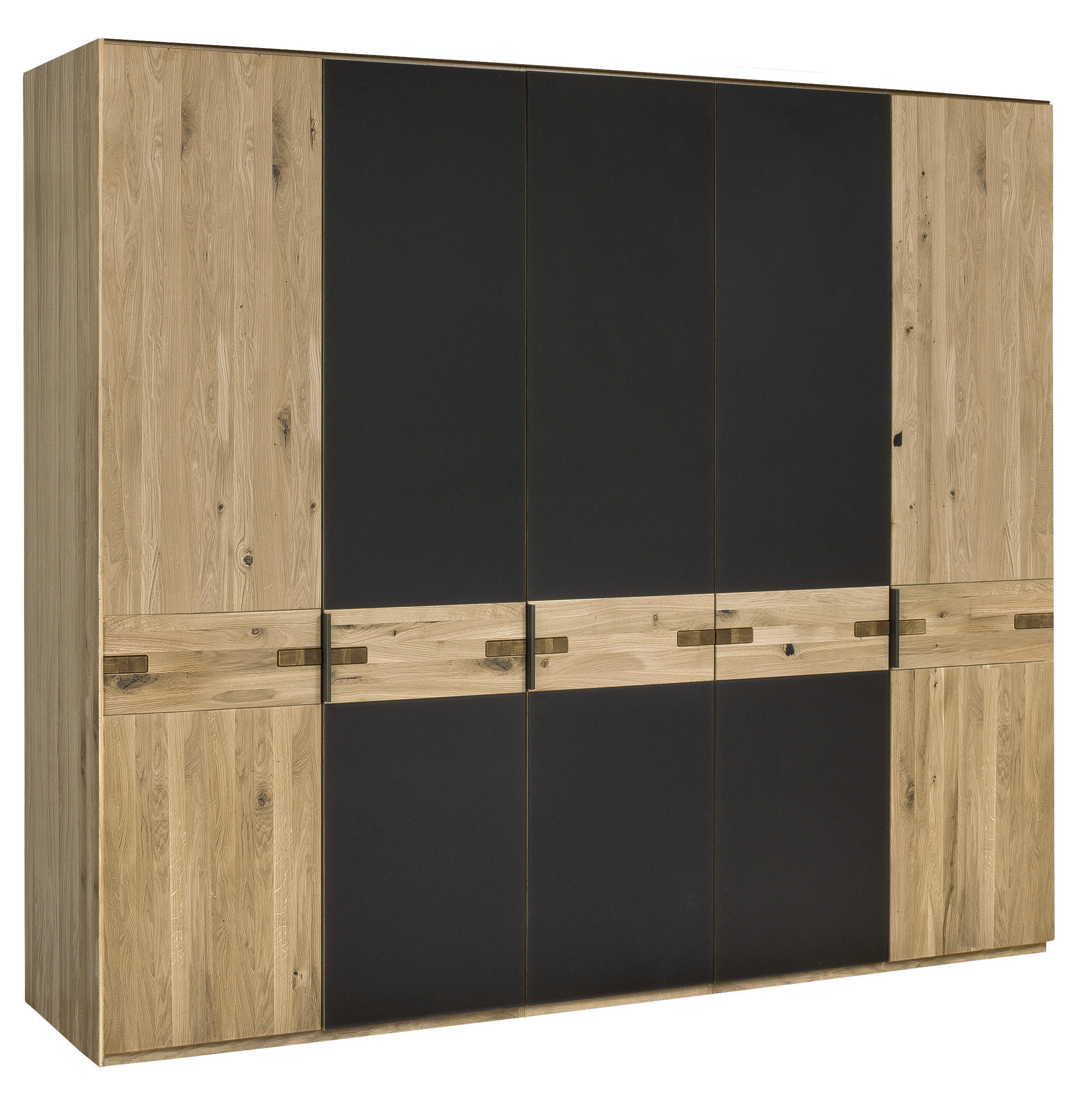 Linea Natura Drehtürenschrank Anthrazit, Eiche Bianco 247x214x61 cm