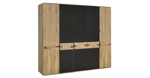 DREHTÜRENSCHRANK  in Anthrazit, Eiche Bianco  - Eiche Bianco/Anthrazit, Natur, Glas/Holz (247/214/61cm) - Linea Natura