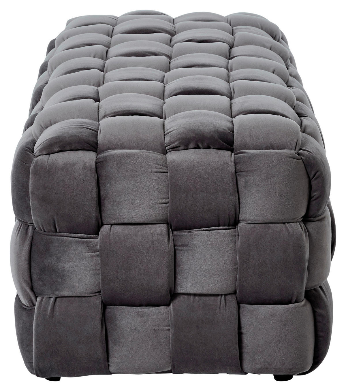 HOCKERBANK 118/43/50 cm Samt Grau Eukalyptusholz  - Grau, MODERN, Holz/Textil (118/43/50cm)