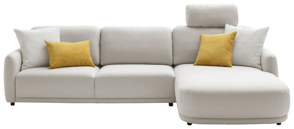 ECKSOFA  in Chenille Naturfarben  318/188 cm  - Schwarz/Naturfarben, Design, Kunststoff/Textil (318/188cm) - Schöner Wohnen