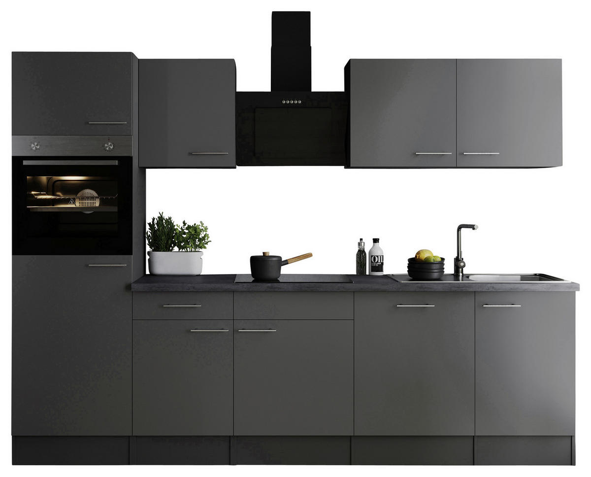 MODULKÖK 280 cm   i grå  - silver/grå, Design, metall/trämaterial (280cm) - Respekta