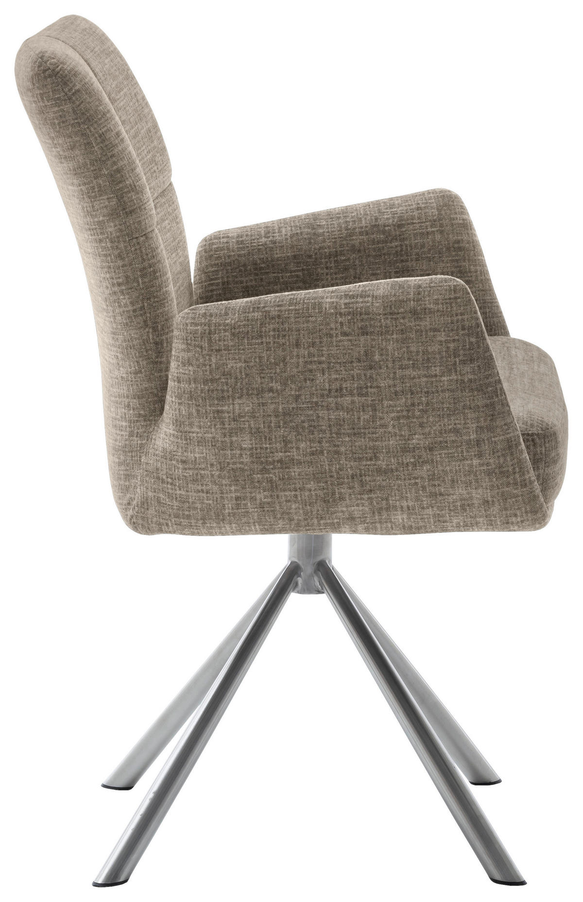 NASLANJAČ, kovina, tekstil barve nerjavečega jekla, barve kapučina  - barve nerjavečega jekla/barve kapučina, Design, kovina/tekstil (60/87/61cm) - Novel