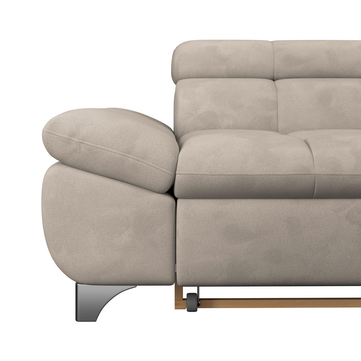ECKSOFA Naturfarben Chenille  - Chromfarben/Naturfarben, KONVENTIONELL, Textil/Metall (312/234cm) - Livetastic
