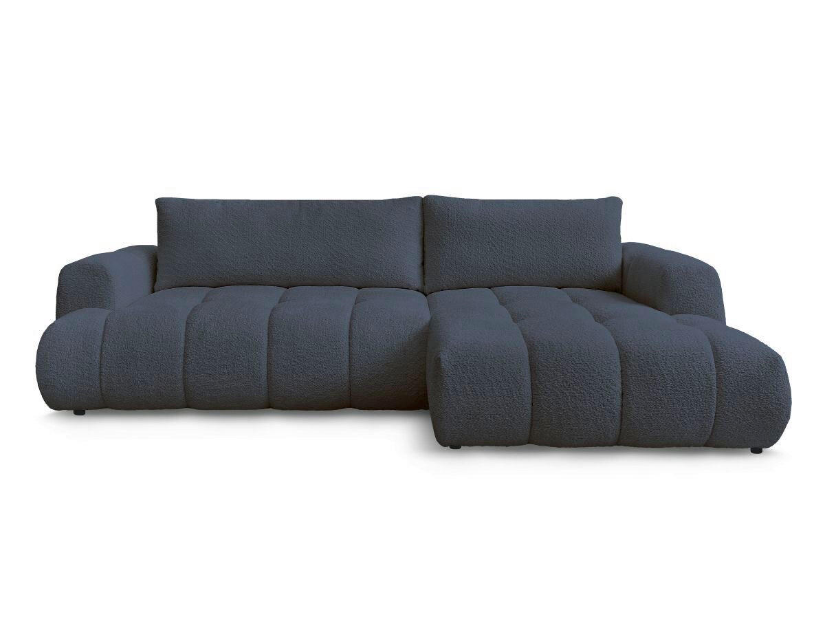 ECKSCHLAFSOFA FUJI Bouclé Dunkelblau  inkl.  - Schwarz/Dunkelblau, MODERN, Kunststoff/Textil (292/160cm)