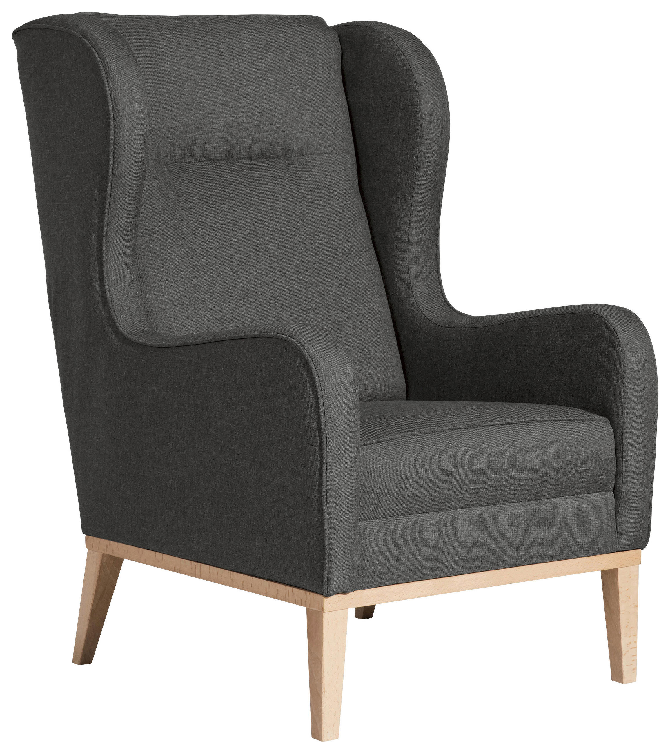 OHRENSESSEL Lesesessel Flachgewebe Anthrazit  - Anthrazit/Naturfarben, KONVENTIONELL, Holz/Textil (66/104/78cm) - Max Winzer