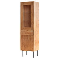 VITRINE in furniert, massiv Akazie Naturfarben  - Transparent/Schwarz, KONVENTIONELL, Glas/Holz (55/200/42cm) - Livetastic