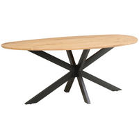 ESSTISCH Akazie massiv organisch Schwarz, Akaziefarben  - Schwarz/Akaziefarben, MODERN, Holz/Metall (200/100/76cm) - MID.YOU