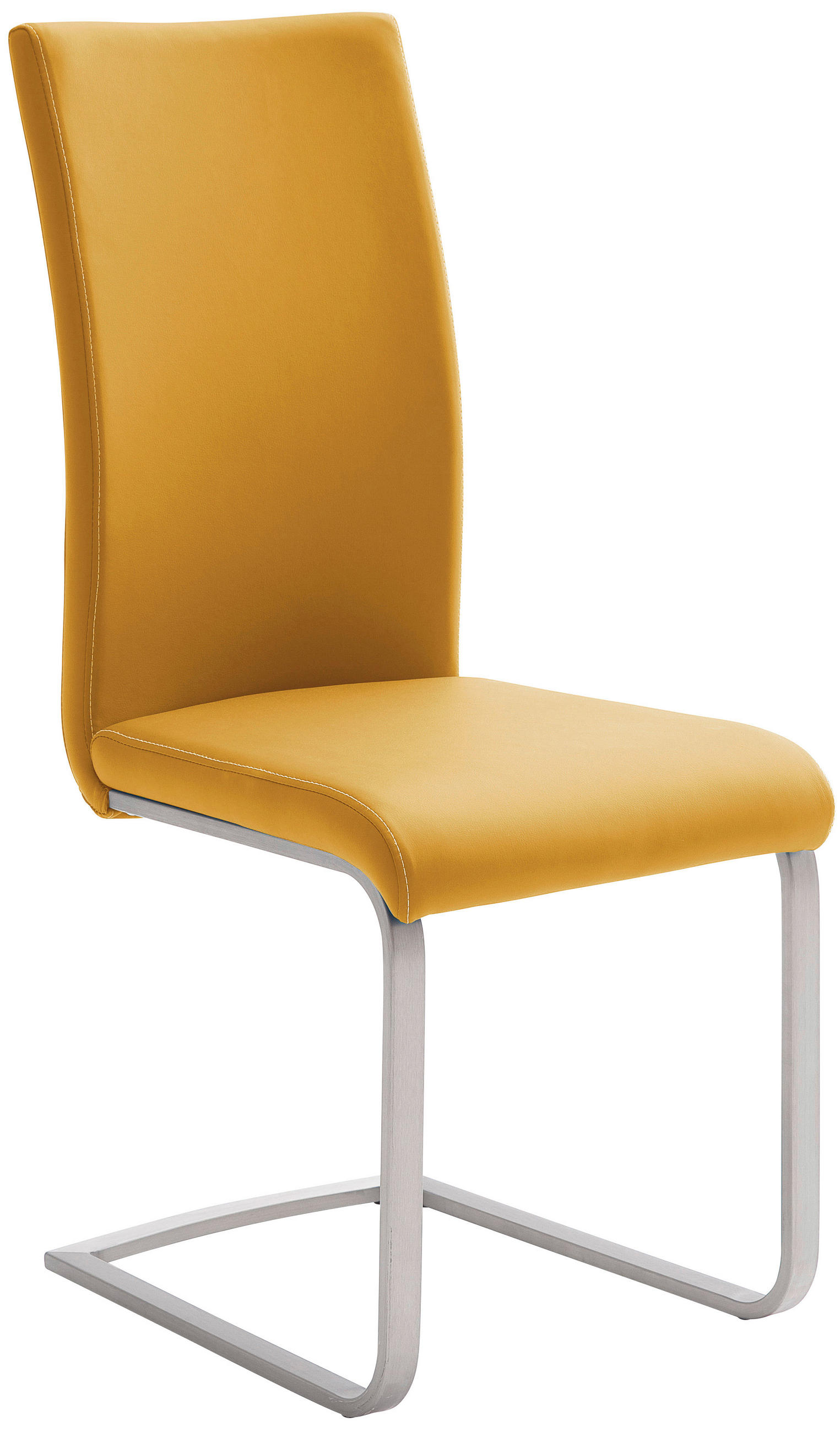 SCHWINGSTUHL  in Edelstahl Lederlook  - Edelstahlfarben/Gelb, Design, Textil/Metall (42/102/58cm) - Novel