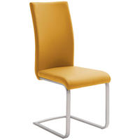SCHWINGSTUHL  in Edelstahl Lederlook  - Edelstahlfarben/Gelb, Design, Textil/Metall (42/102/58cm) - Novel
