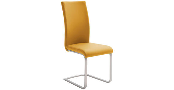 SCHWINGSTUHL in Edelstahl Lederlook - Edelstahlfarben/Gelb, Design, Textil/Metall (42/102/58cm) - Novel