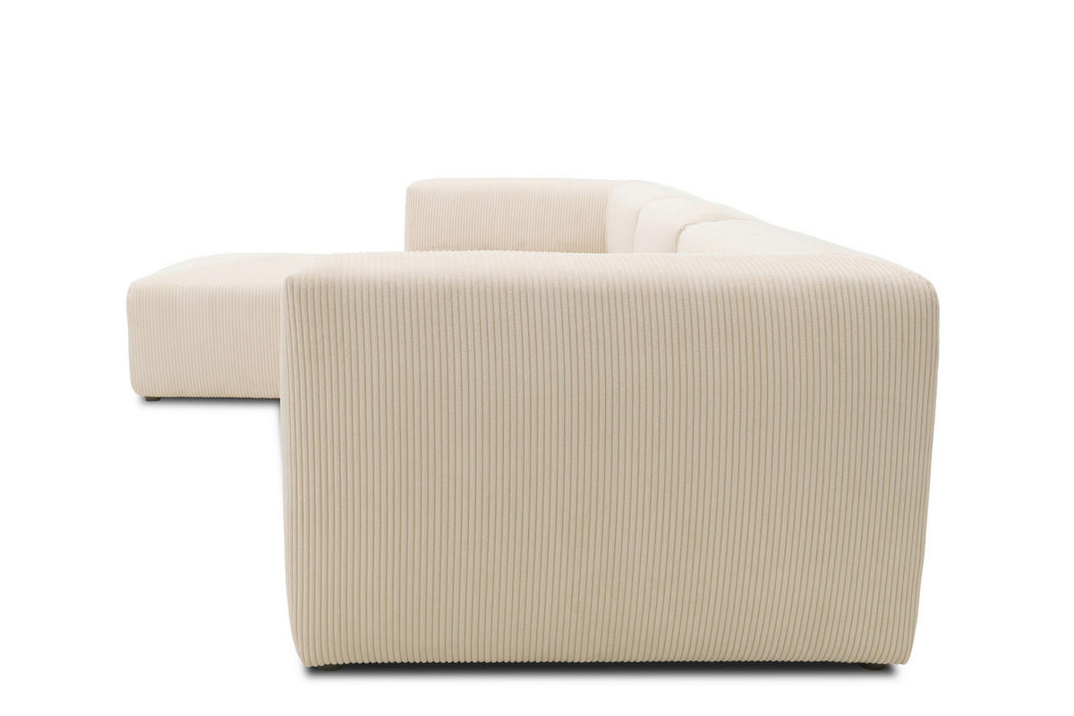 ECKSOFA in Cord, Mikrofaser Creme   - Creme/Schwarz, Design, Kunststoff/Textil (301/69/193cm) - MID.YOU