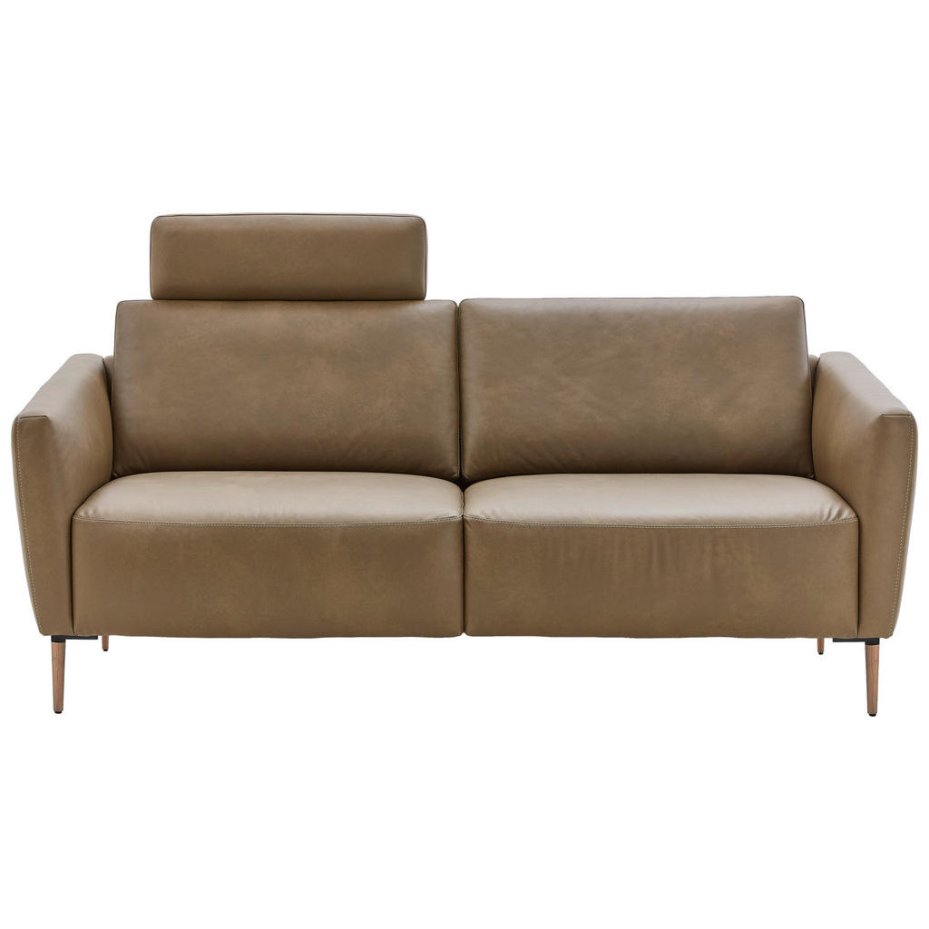 Thumbnail - Valnatura 2-Sitzer-Sofa, Olivgrün, Leder, Echtleder, Longlife-Leder, Eiche, massiv, 207x86x87 cm, Goldenes M, Lederauswa...