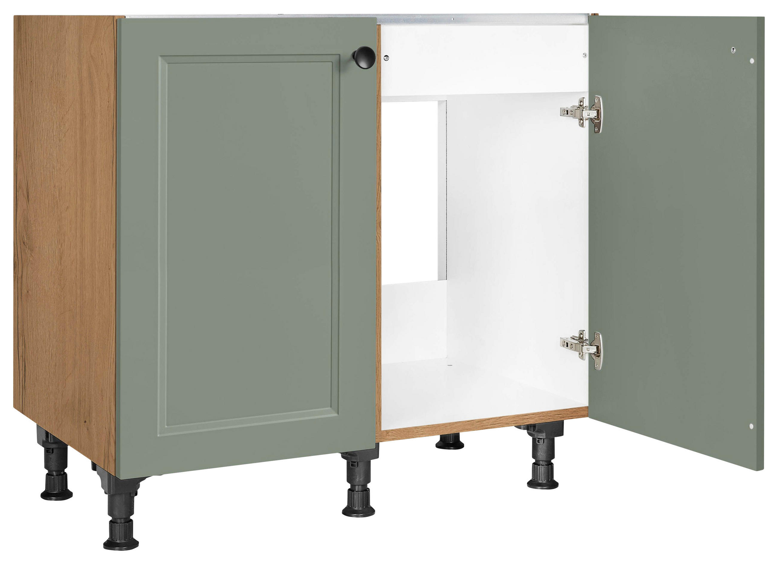 SPÜLENUNTERSCHRANK 90/87/56 cm  in Grün, Eichefarben  - Eichefarben/Schwarz, MODERN, Holzwerkstoff/Metall (90/87/56cm) - Nobilia