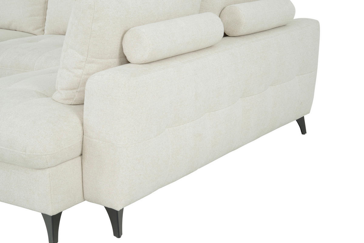 WOHNLANDSCHAFT Beige Chenille  - Beige/Schwarz, KONVENTIONELL, Textil/Metall (188/340/160cm) - Xora