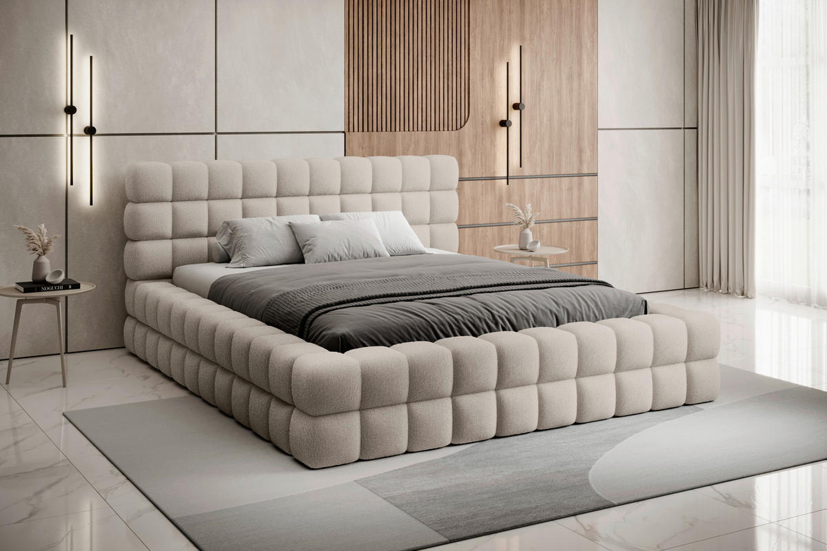 POLSTERBETT 160/200 cm  in Beige  - Beige/Schwarz, Modern, Holz/Kunststoff (160/200cm) - MID.YOU