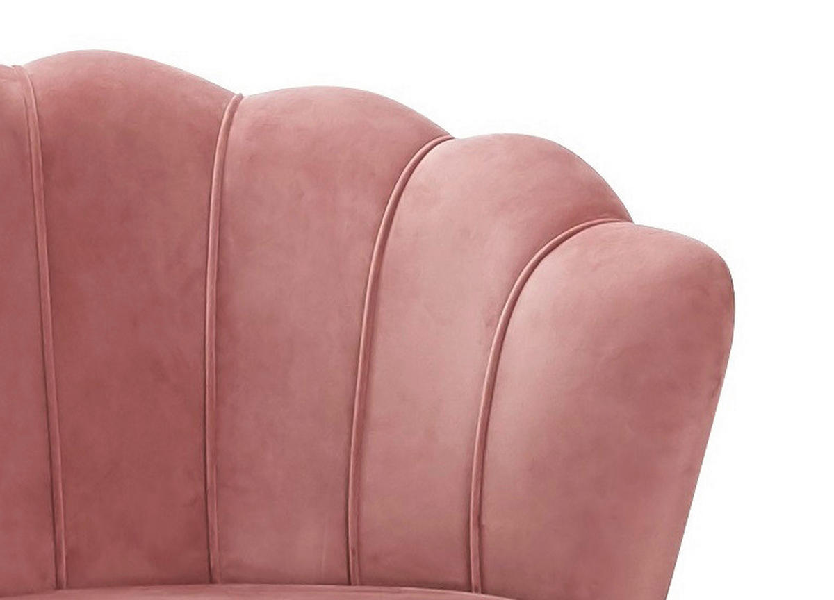2-SITZER-SOFA Samt Rosa  - Goldfarben/Rosa, MODERN, Textil/Metall (136/78/77cm) - Livetastic