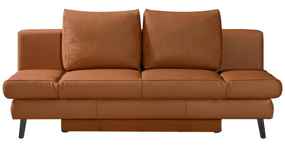 SCHLAFSOFA in Echtleder Braun  - Schwarz/Braun, Design, Leder/Metall (200/85/90cm) - Novel