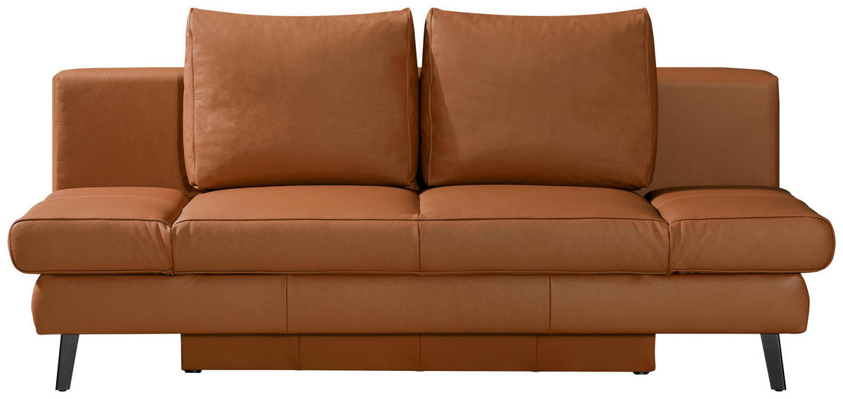 SCHLAFSOFA in Echtleder Braun  - Schwarz/Braun, Design, Leder/Metall (200/85/90cm) - Novel