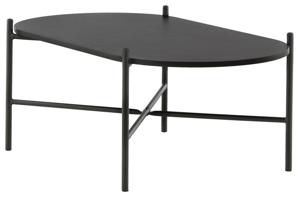 COUCHTISCH 120/60/45 cm oval Schwarz  - Schwarz, Design, Holzwerkstoff/Metall (120/60/45cm) - Livetastic