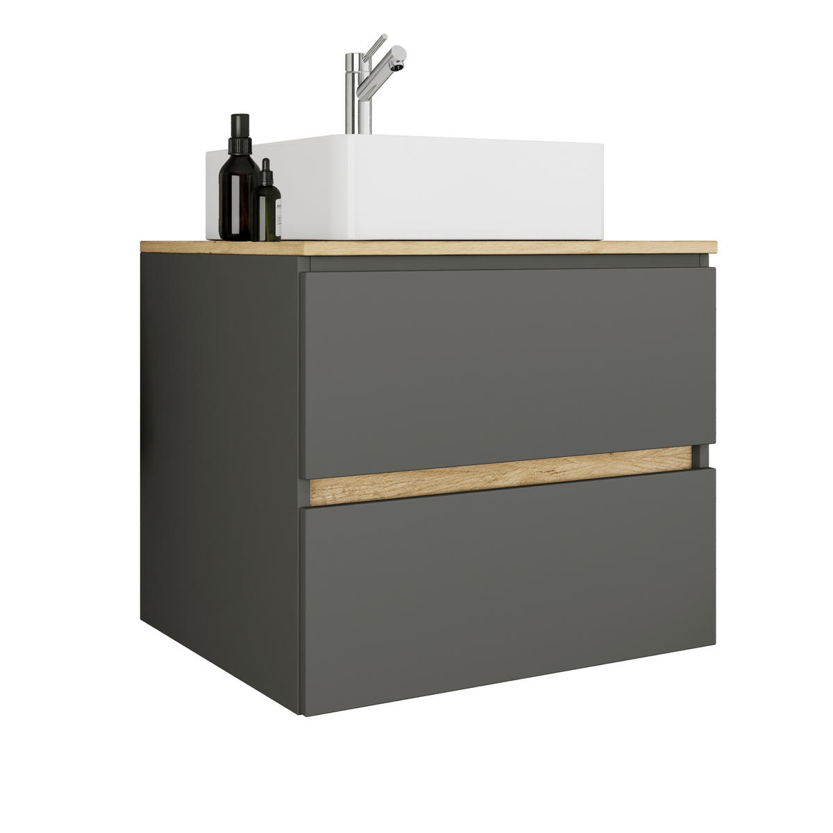 BADEZIMMER 2-teilig  in  - Honigeiche/Anthrazit, Trend, Keramik/Holzwerkstoff (60/67/51cm) - MID.YOU