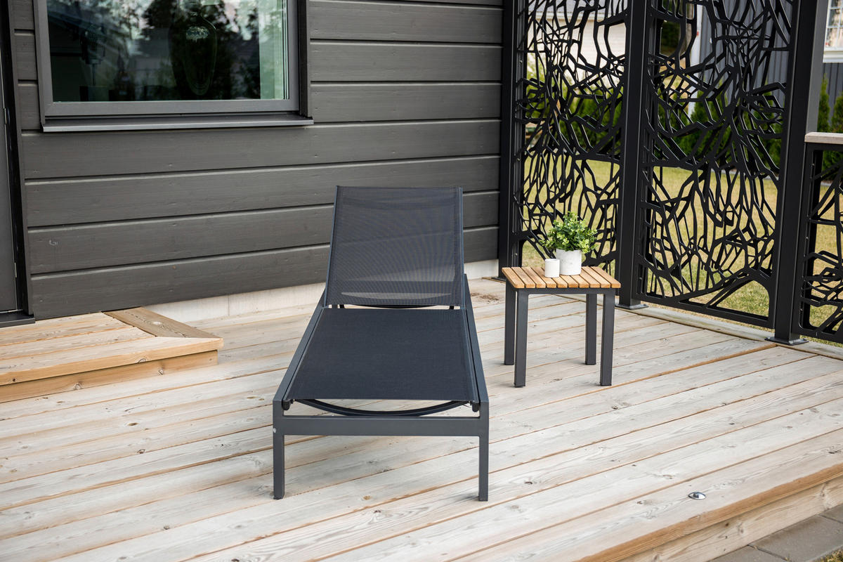 SONNENLIEGE 60/30/195 cm  - Schwarz, KONVENTIONELL, Metall (60/30/195cm) - Gardenson