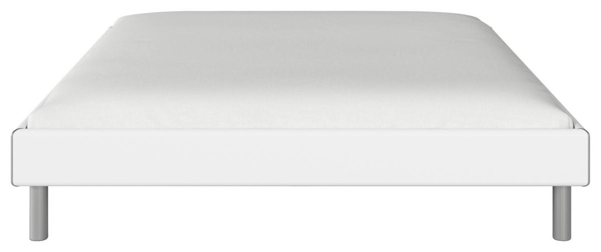 BETT 180/200 cm  in Weiss   - Weiss/Alufarben, Design, Holzwerkstoff/Metall (180/200cm) - Carryhome