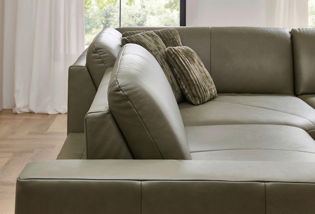 ECKSOFA Niels Andersson Olivgrün Echtleder  - Schwarz/Olivgrün, Design, Leder/Kunststoff (285/285cm) - Niels Andersson