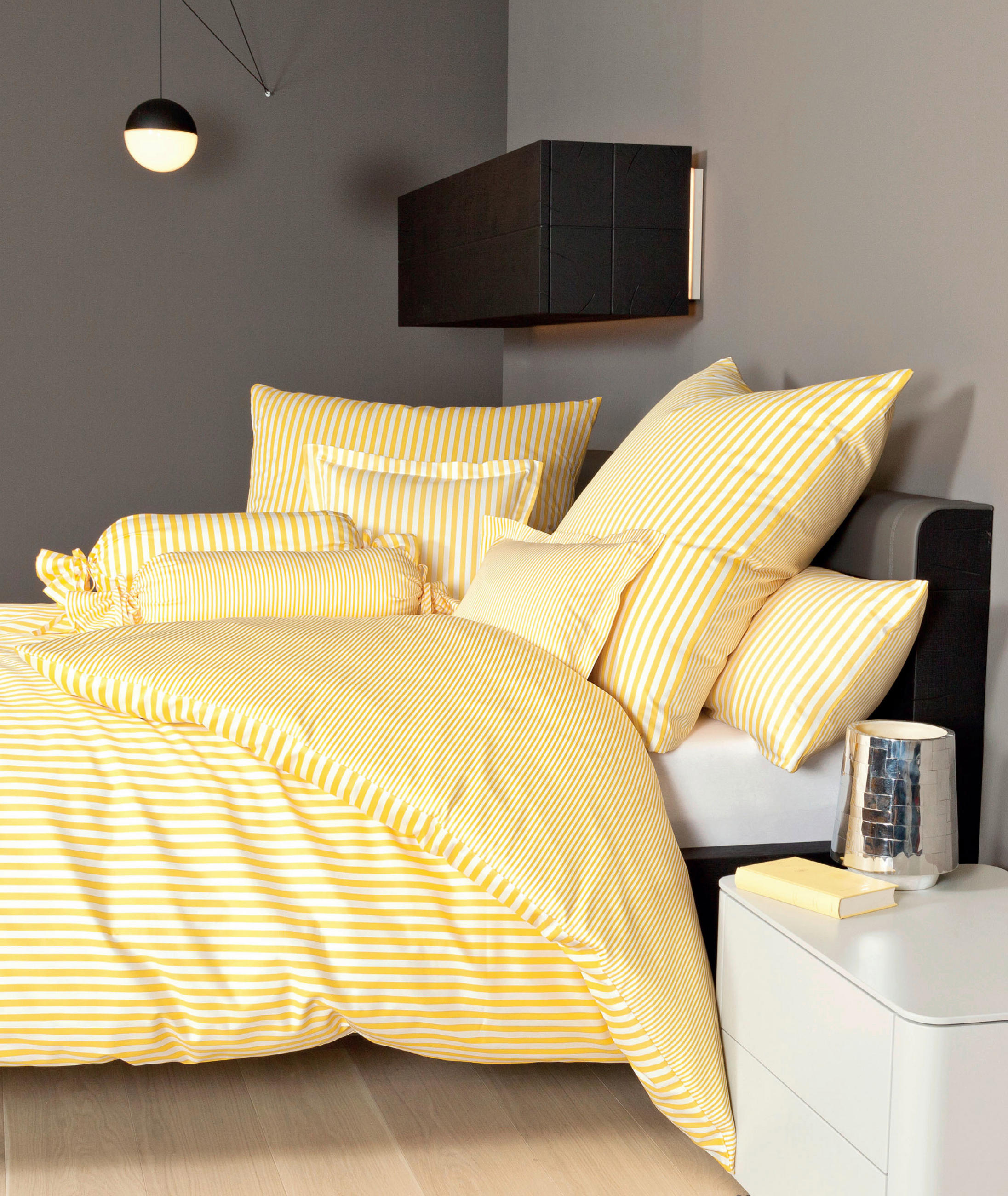 WENDEBETTWÄSCHE Giorgio Makosatin 240/220 cm  - Gelb/Weiß, KONVENTIONELL, Textil (240/220cm) - Janine