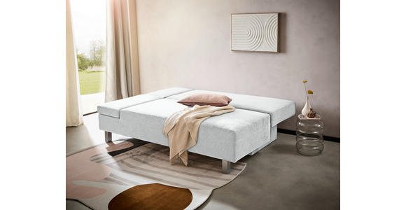 SCHLAFSOFA Flachgewebe Creme - Chromfarben/Creme, Design, Holz/Textil (205/77-93/99cm) - Novel