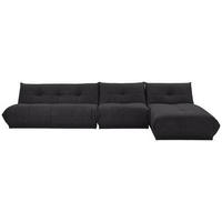 ECKSOFA in Lederlook Schwarz  390/185 cm  - Schwarz, Trend, Textil (390/185cm) - Livetastic