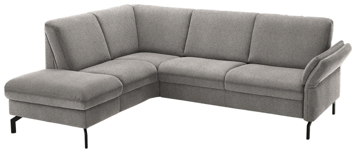 ECKSOFA in Flachgewebe Graubraun  190/241 cm  - Graubraun/Schwarz, KONVENTIONELL, Textil/Metall (190/241cm) - Beldomo Comfort