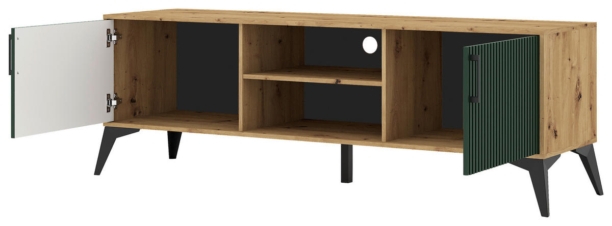 LOWBOARD  in 164,5/58,4/40 cm  - Dunkelgrün/Schwarz, Design, Holzwerkstoff/Metall (164,5/58,4/40cm) - Boxxx