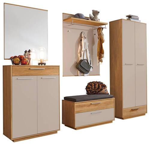 GARDEROBE 6-teilig  in 250/195/40 cm  - Taupe/Eichefarben, Design, Glas/Holz (250/195/40cm)