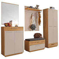 GARDEROBE 6-teilig  in 250/195/40 cm  - Taupe/Eichefarben, Design, Glas/Holz (250/195/40cm)